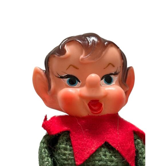 Herman Pecker Christmas Elf Knee Hugger Green Jumpsuit Straw Filled Shelf Sitter - Picture 6 of 9